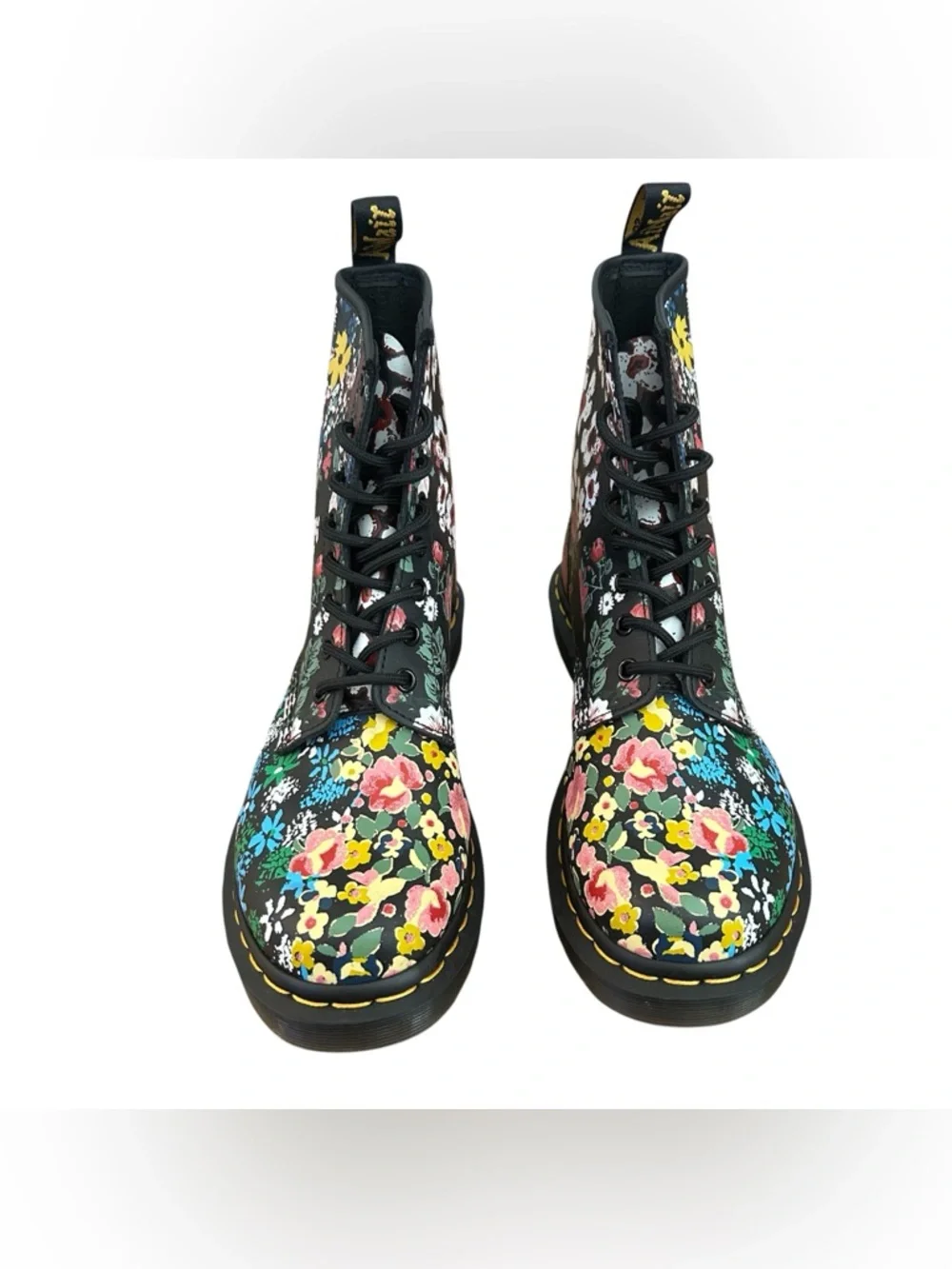 1460 Pascal Floral Mash Up Leather Lace Up Boots - Picture 3 of 6